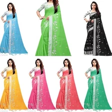 Women's Chanderi Cotton Zari Work Saree with Separate Blouse Piece