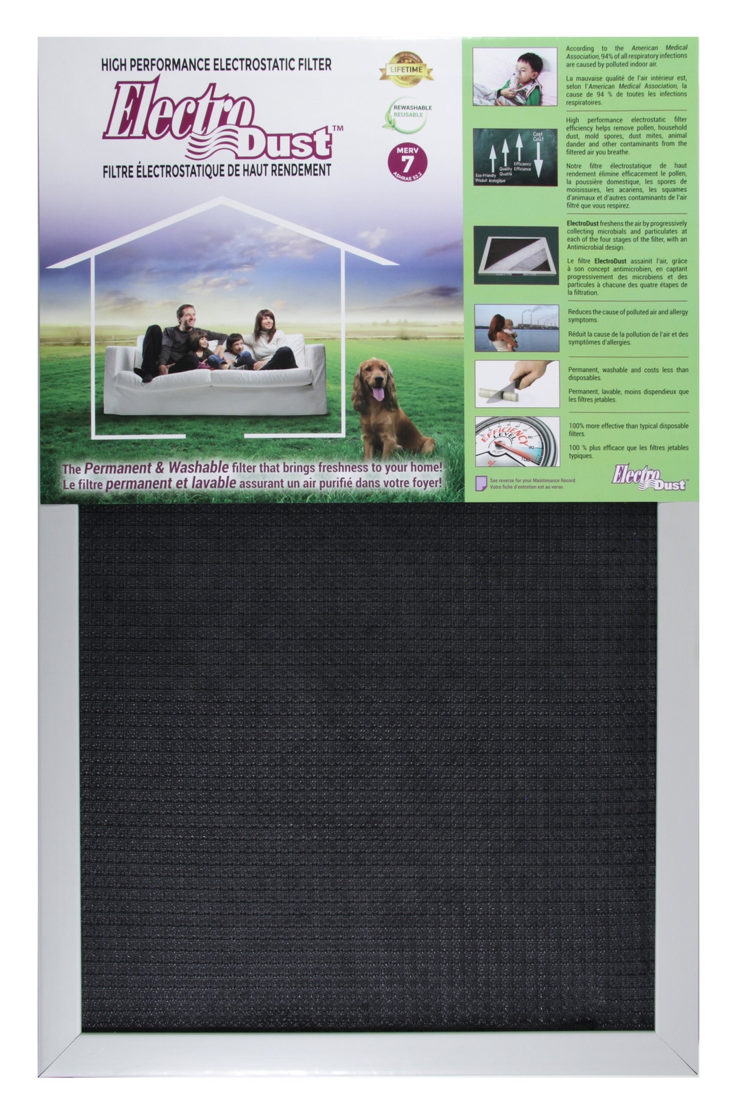 ElectroDust 20x20x1 Furnace Air Filter for Home HVAC Systems