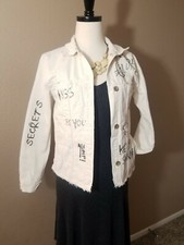 ZARA KIDS GIRLS STREET ART DENIM DISTRESSED JACKET SIZE 11/12,Long-sleeve