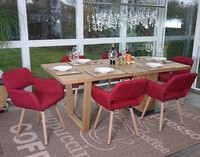 6Er-Set Esszimmerstuhl MCW-A50 Ii, Stuhl Lehnstuhl, Retro, Textil Purpurrot