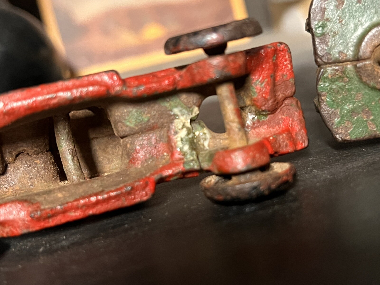 Antique A C Williams Cast Iron Semi Truck Trailer Coast to Coast Red / Green