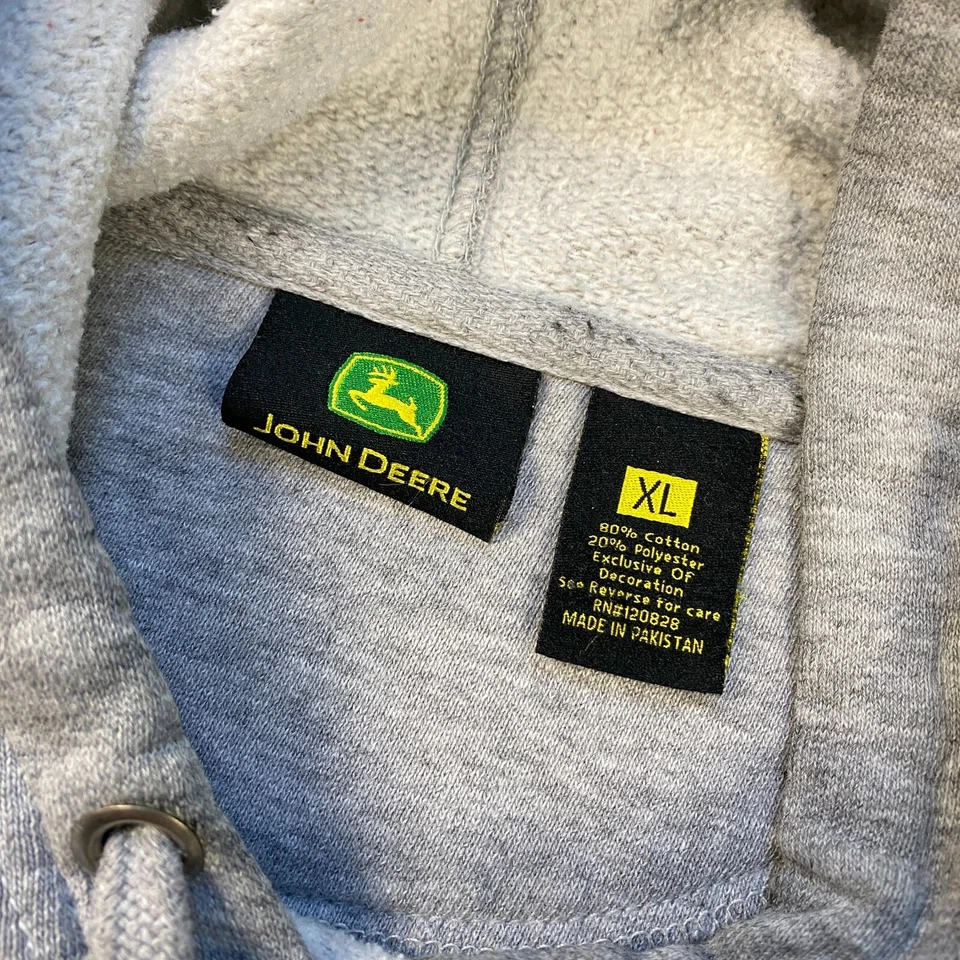 Sudadera con Capucha John Deere Vintage Estilo Universitario Suéter con Capucha Gris Jaspeado XL Spellout Foto 4 de 4