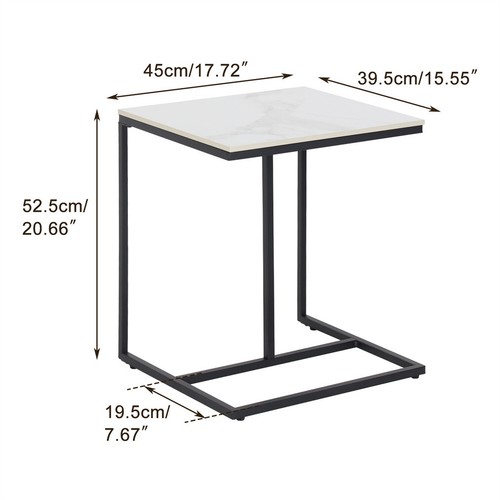 Marble C Shaped End Table Under Sofa Bedroom Couch Table Metal Frame Hidden Base - Picture 6 of 12