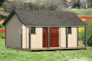 16x20 ft guest house storage shed with porch plans #p81620