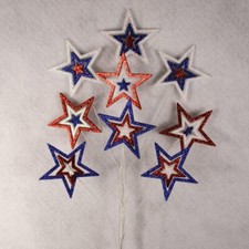 Glitter Star Pick Patriotic Red White Blue Asst. 3 Piece Pack 9 Stars 12315480
