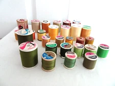 Lot of 28 Sewing Thread Spools Silk, Cotton + Coats & Clark's/Talon-Some New