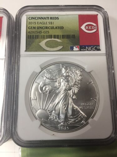 2015 Limited Edition MLB Licensed Cincinnati Reds Gem Uncirculated Silver Eagle