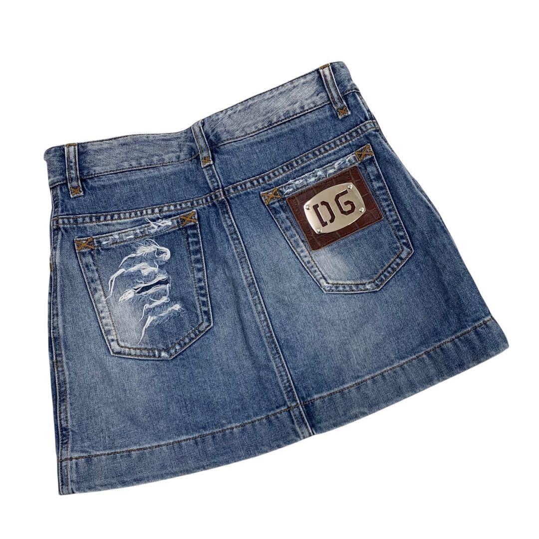 【U LAN】Kitts Damage Denim Skirt Dolce & Gabbana D&G damage Mini Denim Skirt Women Size 36