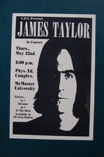 James Taylor Concert Poster 1975 Ontario McMaster University____