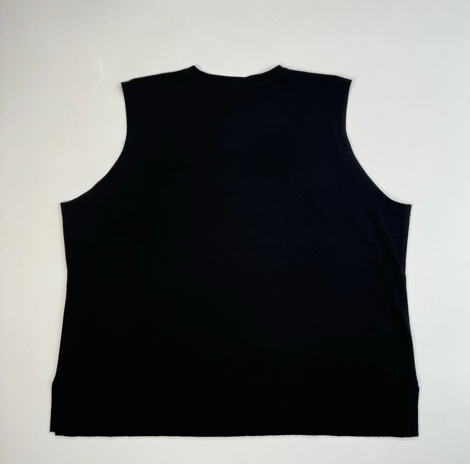 Suéter Sarah Spencer Para Mujer 3X Mezcla de Lana Sin Mangas Negro Clásico Informal Foto 2 de 4