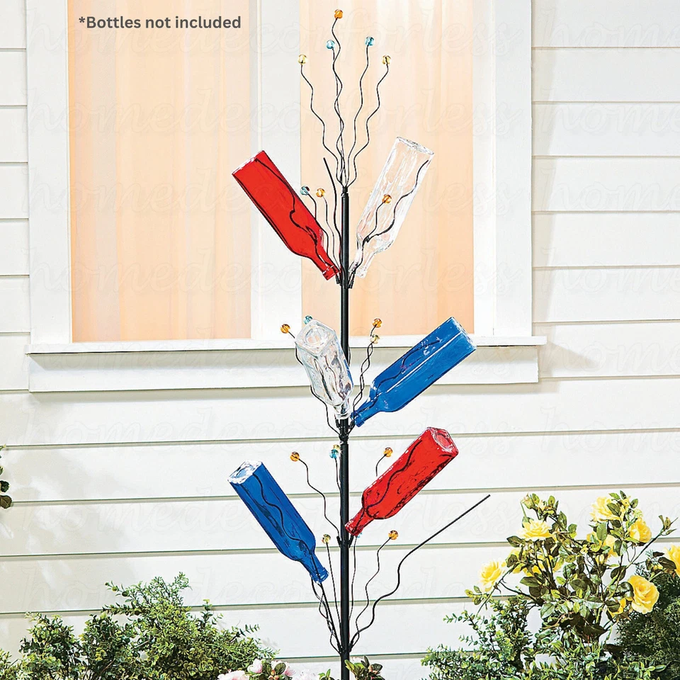 Unique Wine Bottle Holder Tree Metal Garden Stake Outdoor Yard Art Decor 45"H - Image 3 of 4