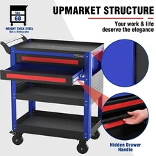 WORKPRO 28" 2-Drawer Rolling Tool Heavy Duty Utility Industrial Service Cart USA