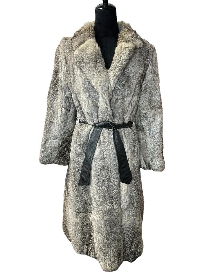 Abrigo largo gris cinturón piel de rabino real pequeño Foto 2 de 4