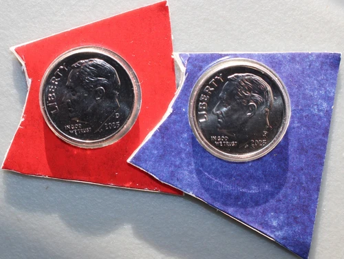 2023 P and D Roosevelt Dime 2 Coins from US Mint Set BU Cellos Ten Cents Two 10c