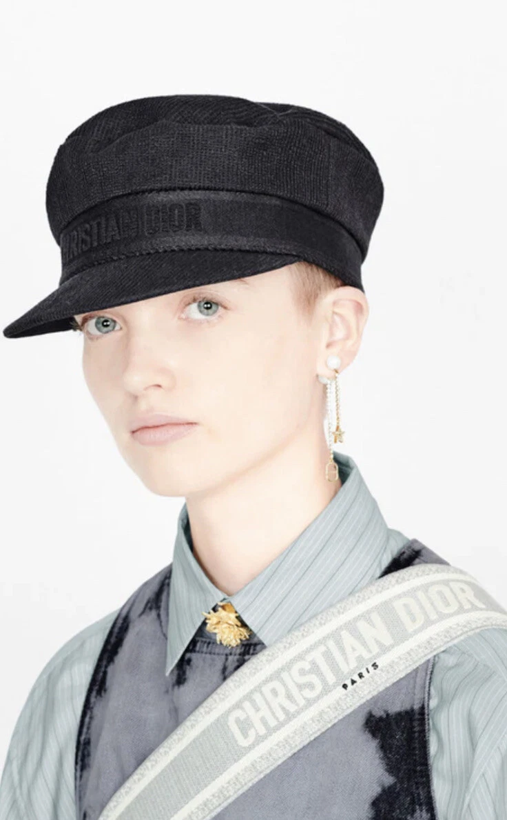 Casquette noire Christian Dior Paris Newsboy épuisée presque inutilisée