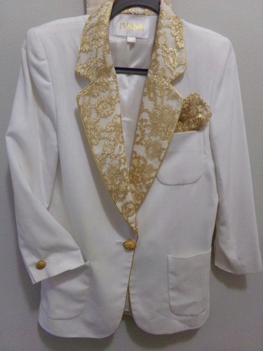 Ivana Trump Vtg Absolutely Elegant Gold & Cream Suit Jacket-Size 8-NEVER WORN