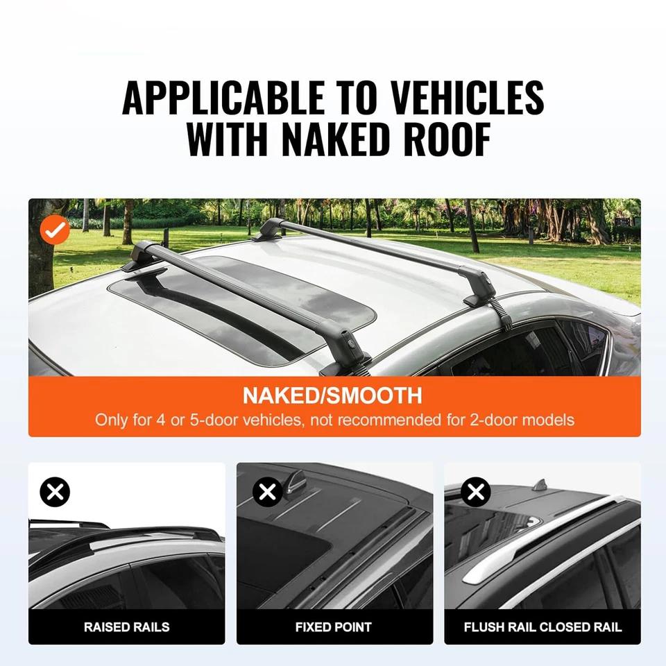 For 2011-2024 Nissan LEAF Roof Rack Crossbars Luggage Kayak Cargo Carrier + Lock - Image 2 of 4