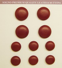 10 MADE IN USA REPLACEMENT CHESTNUT BROWN LEATHER BUTTONS FOR VINTAGE OUTFITS