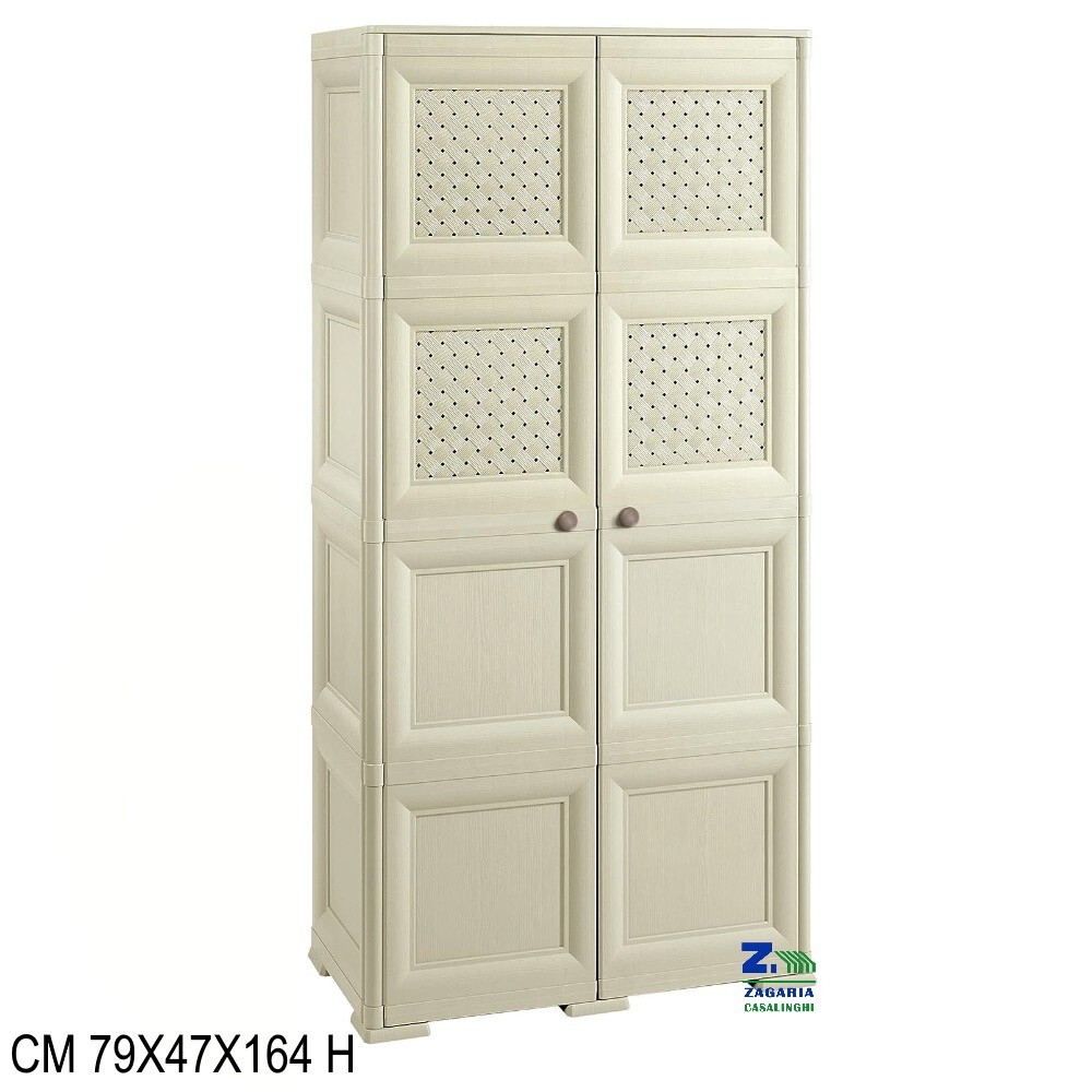 ARMADIO OMNIMODUS 2 ANTE MISTE 4 RIPIANI PER INTERNO ED ESTERNO COLORE ANGORA