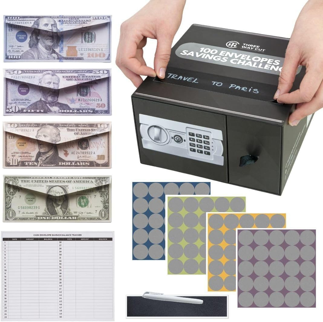 S L1200 100 Envelopes Money Saving Challenge - Save 5050 Dollars In 100 Days Premium Kit