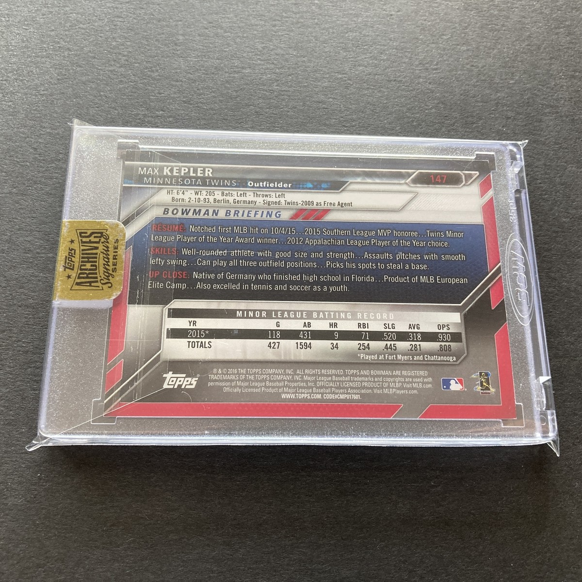 2017 topps archives バラ売り可 Max Kepler 2017 Topps Archives Signature Series Auto 2016