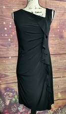 Women's Dress Barn Little Black Dress Sleeveless Stretch Ruffle V-Neck SIZE 12