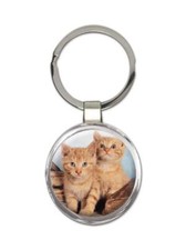 Cat : Gift Round Keychain Cute Animal Kitten Funny Friend Feline Pets Lover