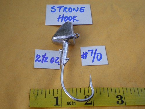 18 SHAD HEAD JIG/BASS SWIM BAIT/LURE BAIT, 2-1/2, 2, 1-1/2 OZ. 6ea. #7/0 S/HOOK - Picture 3 of 7