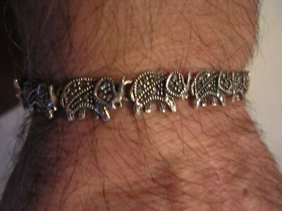 STERLINGSILBER ARMBAND MIT MARKASITEN ELEFANTEN DESIGN - 7'' - BOX CC