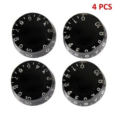 4 Pcs Guitar Control Speed Tone Volume Knobs Set for Gibson Les Paul Parts Black