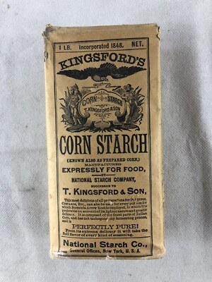 Kingsford's Corn Starch 1 LB Container, Circa 1900, Full & Still Intact
