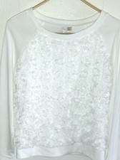 LC Lauren Conrad L White 3D Floral Sweatshirt Long Sleeve Embellished Top
