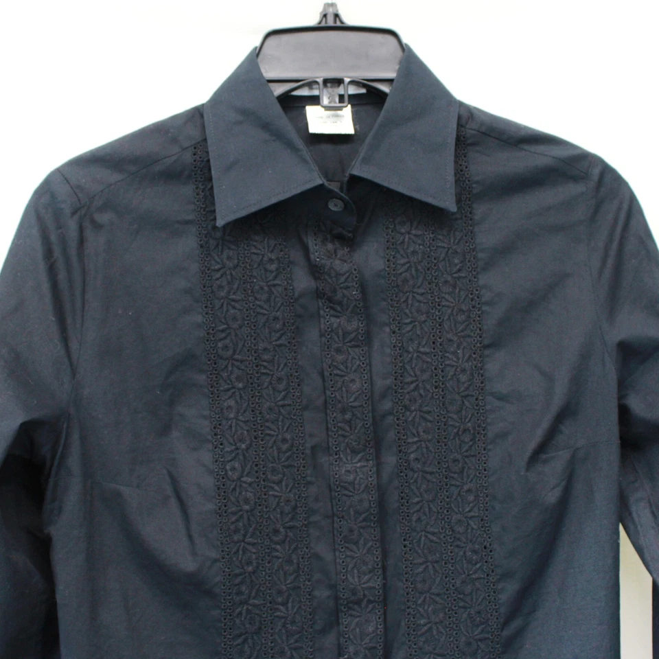 Paul & Joe Camisa Gótica Bordada Negra Abotonada Puños Talla 2 Hecha en Francia Foto 2 de 4