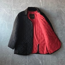 MACKINTOSH LONDON Quilted Jacket Men’s 40 Black Red L Scotland Made Excellent