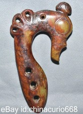 5.4" Old Chinese Hongshan Culture Jade Carving Pig Dragon Beast Hole Statue