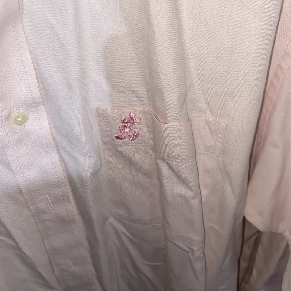Walt Disney World Hombre’s XL Rosa Business Vestido Camisa, Manga Larga, Bolsillo Foto 2 de 4