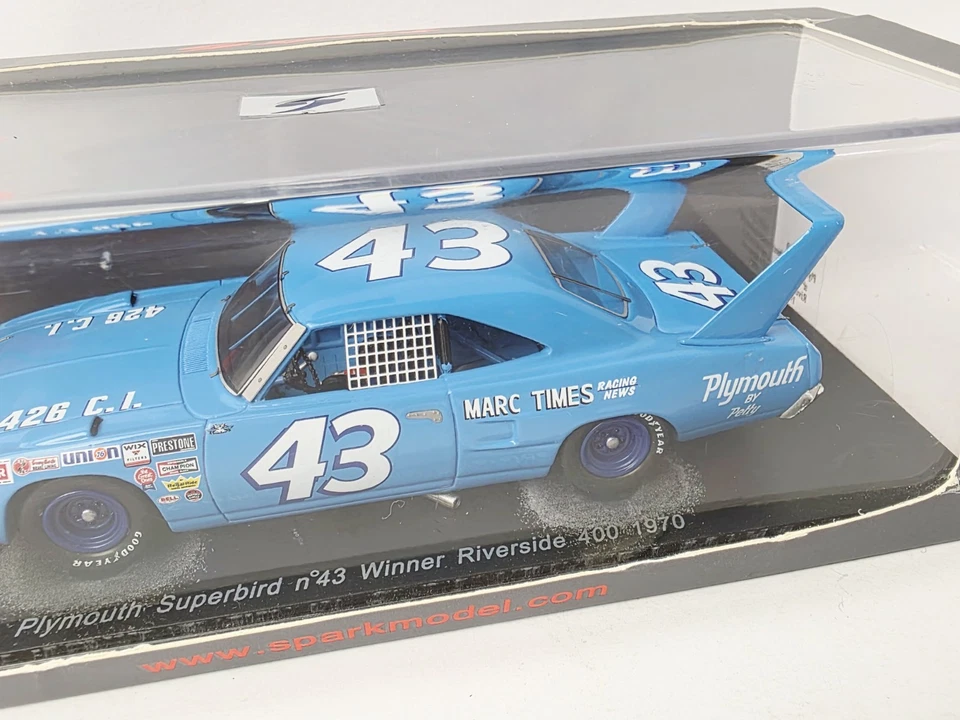 SPARK PLYMOUTH SUPERBIRD #43 GANADOR RIVERSIDE 400 1970 NUEVO COMO NUEVO EN CAJA MUY BONITO Foto 3 de 4