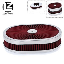 Oval 12 Super Flow Thru Air Cleaner Washable For Sbc Chevy Ford 5-18 Carb Neck Oval 12 Super Flow Thru Air Cleaner Washable For Sbc Chevy Ford 5-18 Carb Neck