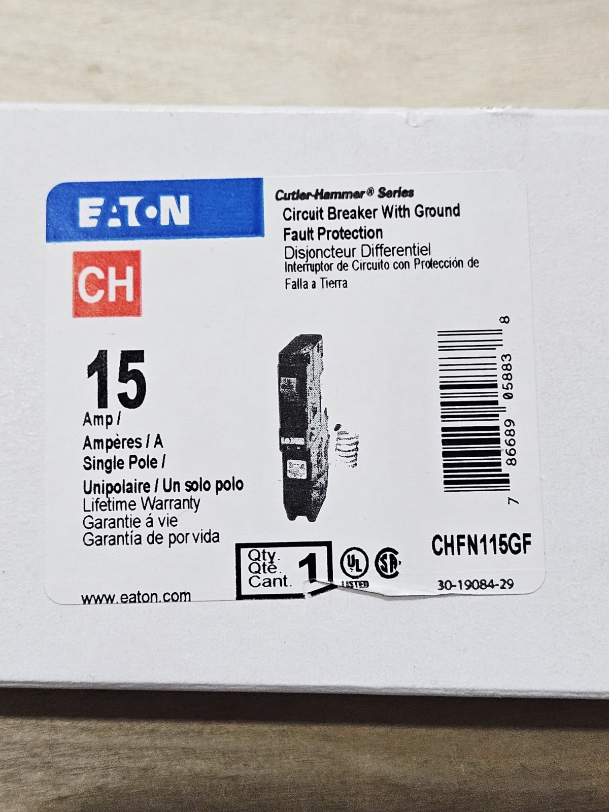 ⚡Eaton CHFN115GF Miniature Circuit Breaker, CHF 1P 15A 120V 50/60Hz 1P