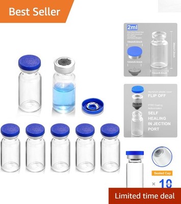Temperature Resistant 2ml Glass Vials with Flip Caps - Perfect for Labs, 10 PK