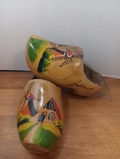 DUTCH WOODEN CLOGS MADE in HOLLAND HAND CARVED Hand Painted TRADITIONAL SHOES