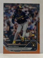 2025 Topps Now #573 Freddy Peralta Milwaukee Brewers ORANGE Parallel 06/25