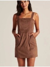 Abercrombie & Fitch Faux Suede Sleeveless Mini Dress Boho Western Brown XL
