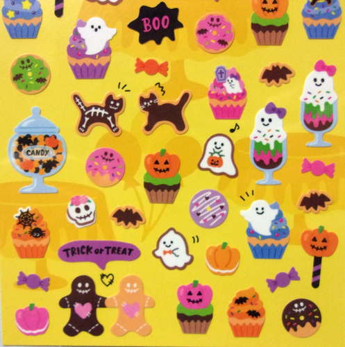 GAIA Feliz Halloween Dulces Fantasma Calabaza Pegatina Hoja Hecha en Japón - Imagen 3 de 4
