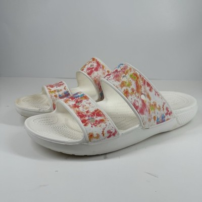 Crocs Classic Tie-Dye Graphic Men s US 12 Multi/White Summer Slip-On Sandals