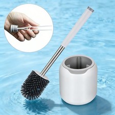 Soft Silicone Bristle Toilet Brush &Holder Set Cleaning Brush Bathroom WC Base