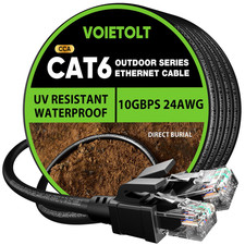Outdoor Cat 6 Ethernet Cable 50M, Water Resistant Direct Burial LLDPE UV Jacket
