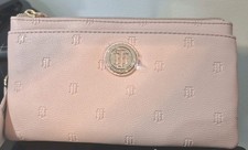 NEW Tommy Hilfiger Dual Zip Wristlet Pebble PVC Monogram Nude Pink XW05177