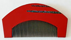 VINTAGE JAPANESE HAIR COMB KUSHI RED LACQUER  SHELL RADEN & SILVER CLOUD MOTIF — photo 5