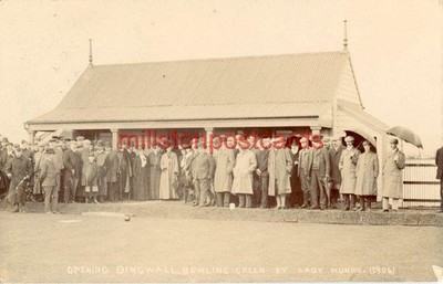 ECHTFOTO POSTKARTE VON DINGWALL BOWLING GREEN ERÖFFNUNG 1906, ROSS-SHIRE, SCHOTTLAND
